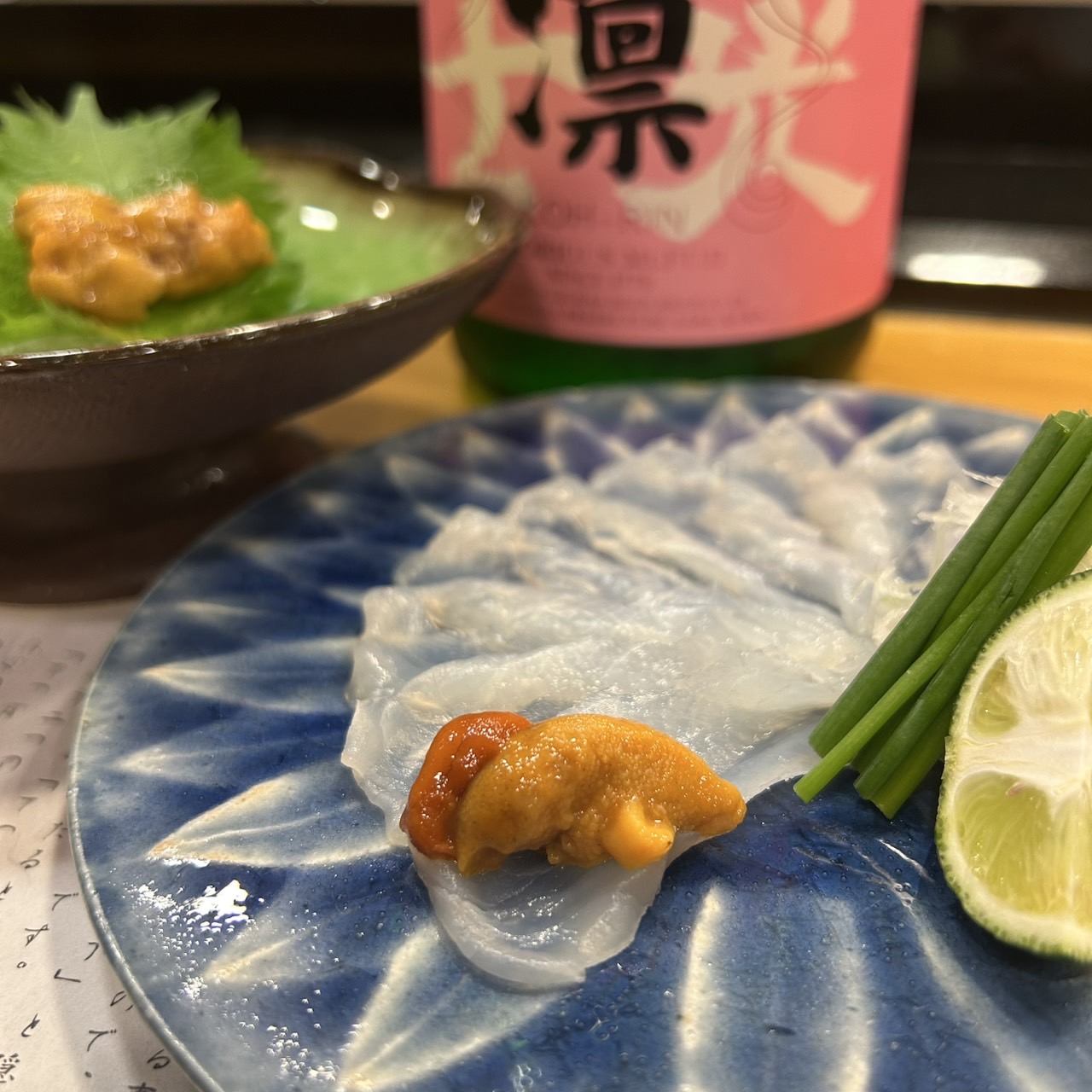 ふぐ中俣 雲丹とふぐ刺し