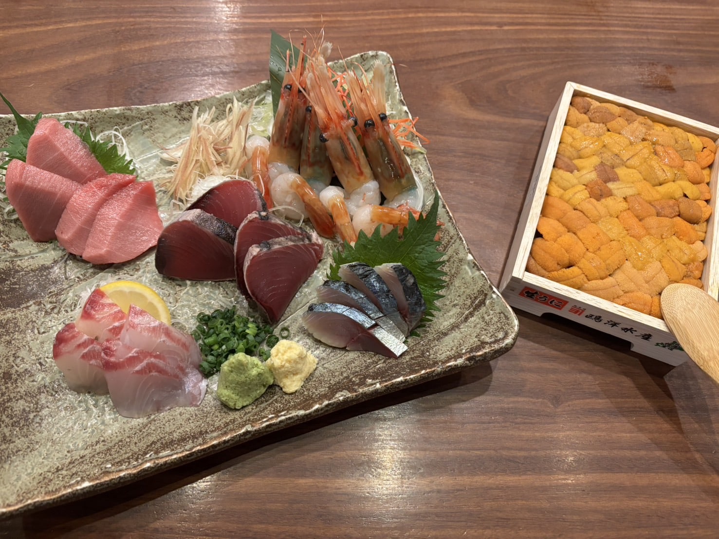 刺身盛りと雲丹